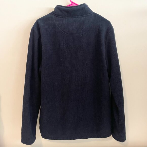 Mens London Fog Half Zip Long Sleeve Sherpa Lined Pullover Sweater Navy Size M - Picture 3 of 4